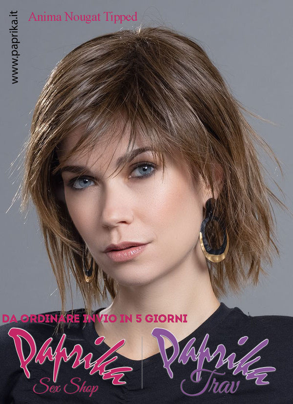 Anima Parrucca Caschetto Leggermente Mosso Scalata Riga Laterale  Frangetta Lunga