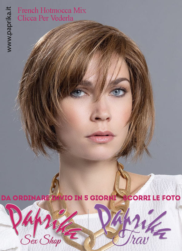 French Mono Parrucca Caschetto Leggermente Mosso Riga Laterale Frangetta Lunga