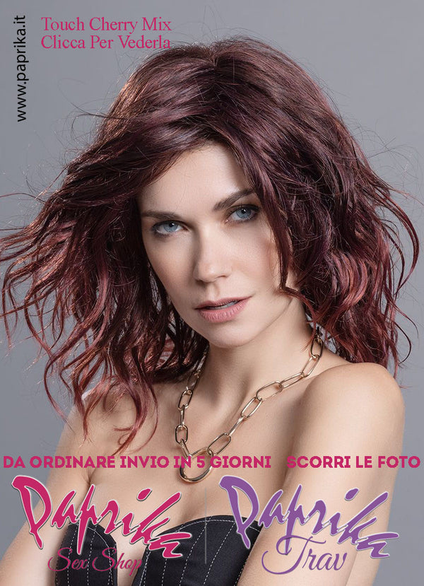 Touch Mono Parrucca Lunga Mossa Riga Laterale Frangetta Lunga