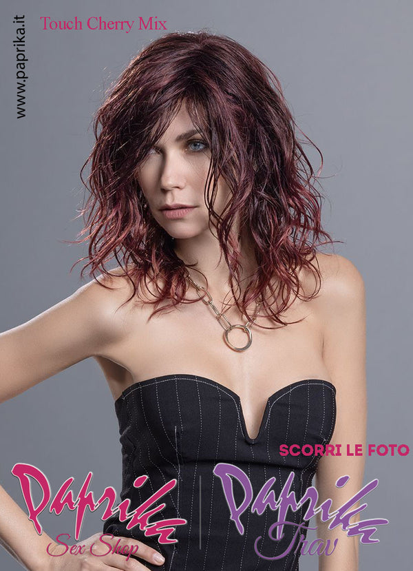 Touch Mono Parrucca Lunga Mossa Riga Laterale Frangetta Lunga