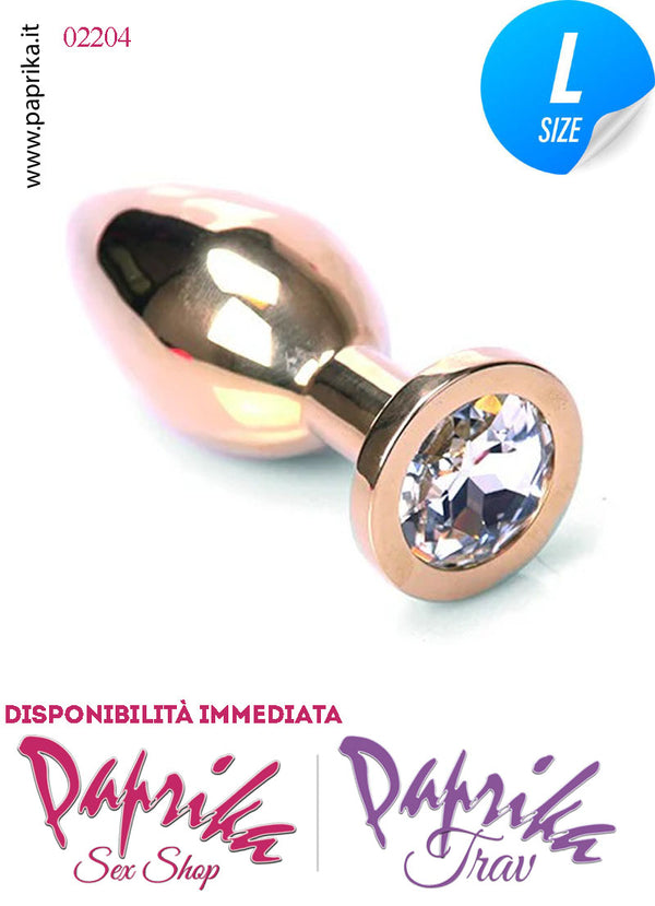 Rosebud Plug Anale Large Unisex Acciaio Pesante Gioiello Trasparente 10 cm Ø 38