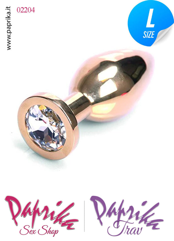 Rosebud Plug Anale Large Unisex Acciaio Pesante Gioiello Trasparente 10 cm Ø 38