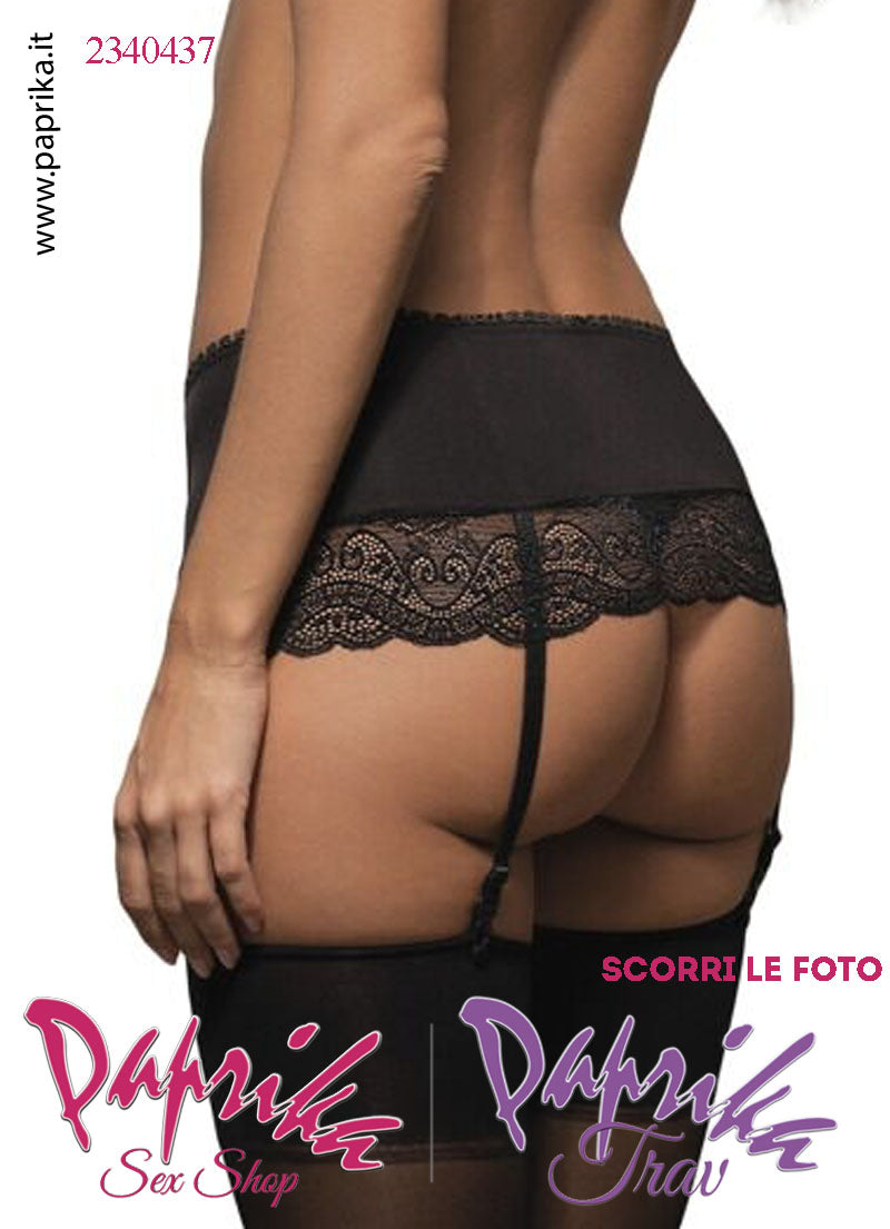 Reggicalze Sexy Alto Pizzo 4 Elastici Chiusura Posteriore Perizoma