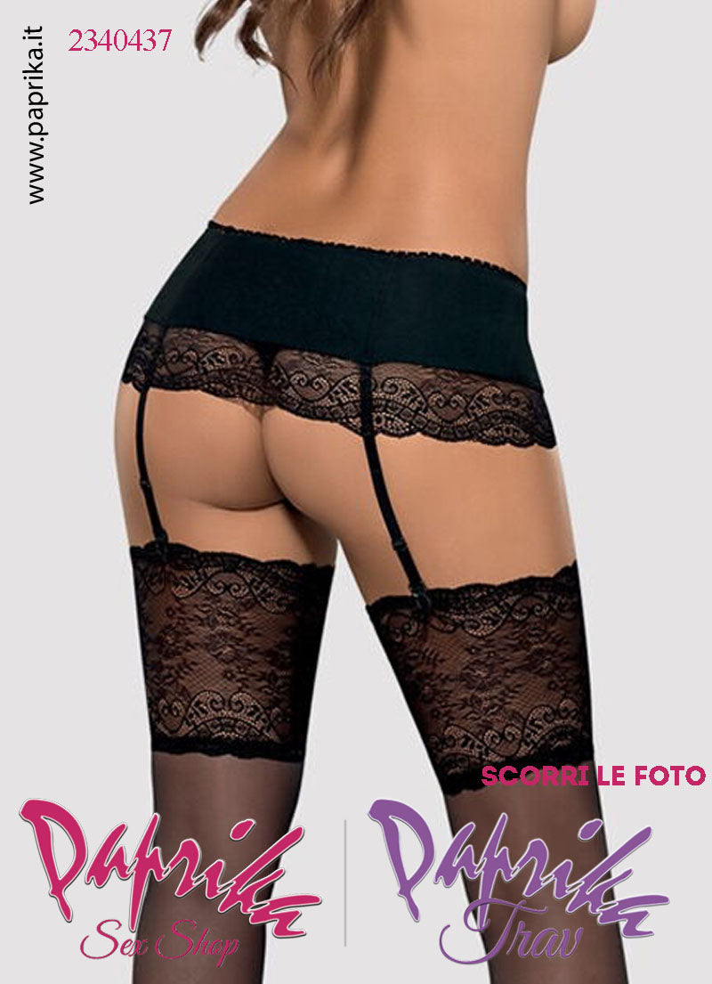 Reggicalze Sexy Alto Pizzo 4 Elastici Chiusura Posteriore Perizoma