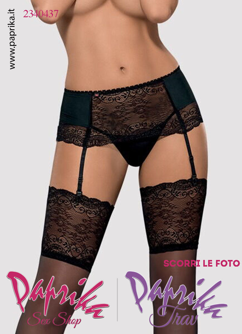 Reggicalze Sexy Alto Pizzo 4 Elastici Chiusura Posteriore Perizoma