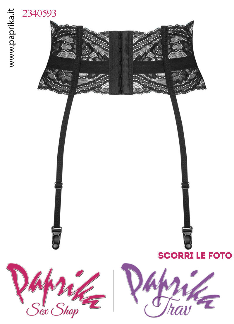 Reggicalze Sexy Basso Pizzo 4 Elastici Chiusura Posteriore Senza Perizoma