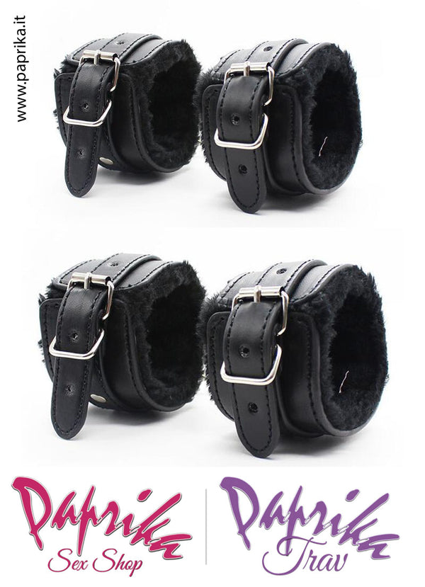 Set Kit Bondage Bdsm Sadomaso Soft 10 Pezzi Ecopelle Nera