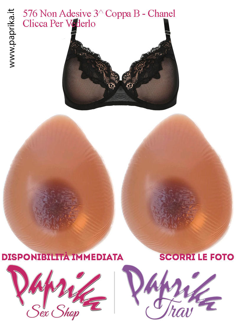 Set Seni Silicone Medi Non Adesivi Goccia Capezzolo Scuro 3^ Coppa B Reggiseno Pizzo