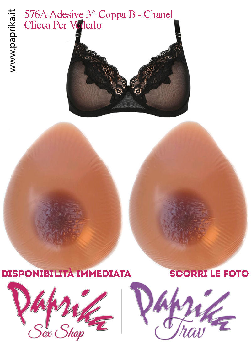 Set Seni Silicone Medi Adesivi Goccia Capezzolo Scuro 3^ Coppa B Reggiseno Pizzo