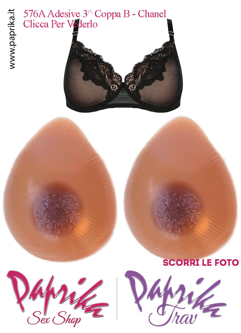 Set Seni Silicone Medi Adesivi Goccia Capezzolo Scuro 3^ Coppa B Reggiseno Pizzo