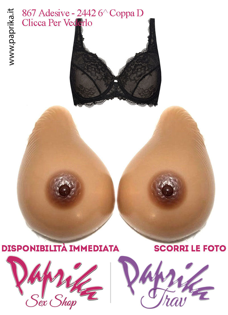 Set Seni Silicone Adesivi Asimmetrici Capezzolo Scuro 6^ Coppa D Reggiseno Pizzo