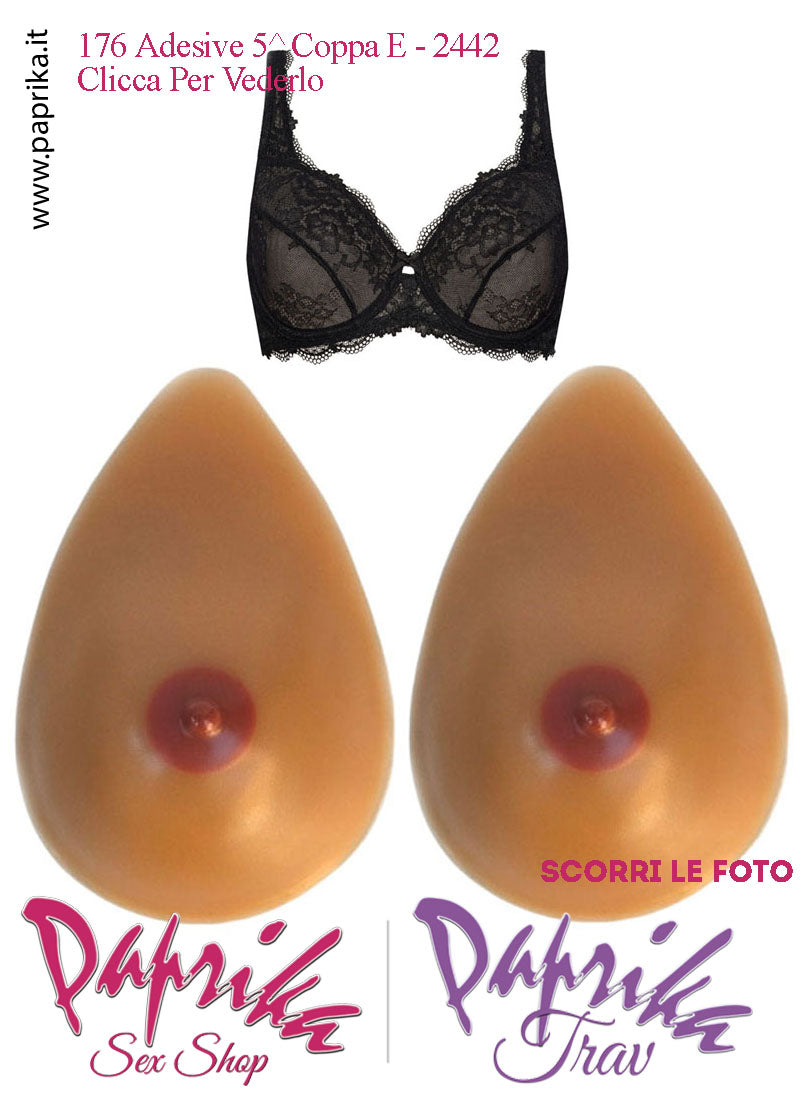 Set Seni Silicone Adesivi Goccia Capezzolo Scuro 5^ Coppa E Reggiseno Pizzo