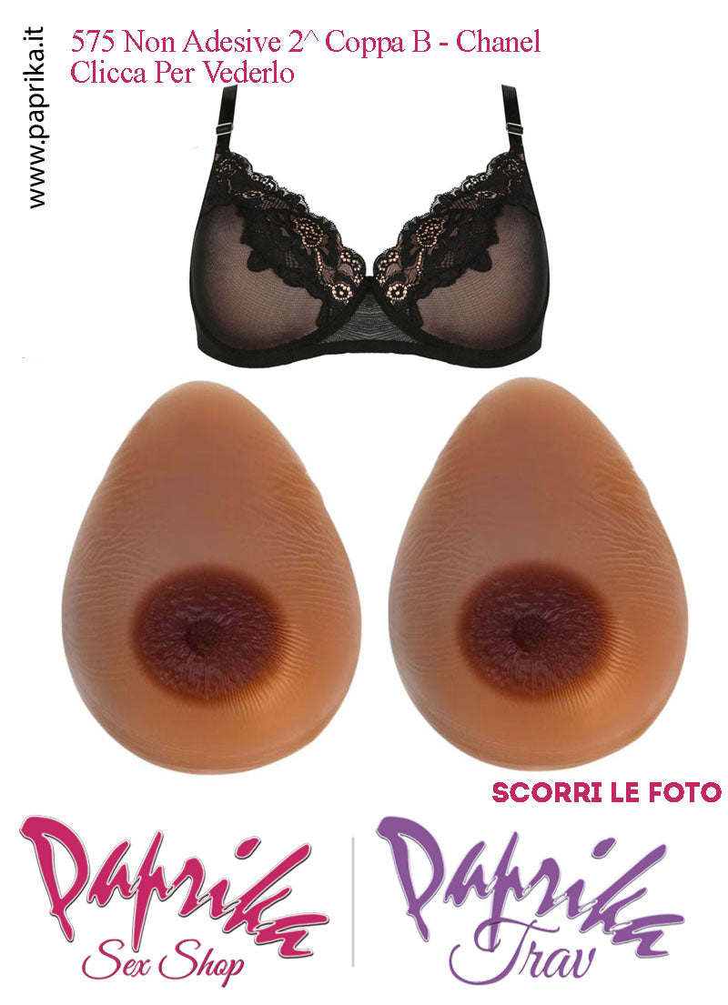 Set Seni Silicone Piccoli Non Adesivi Goccia Capezzolo Scuro 2^ Coppa B Reggiseno Pizzo