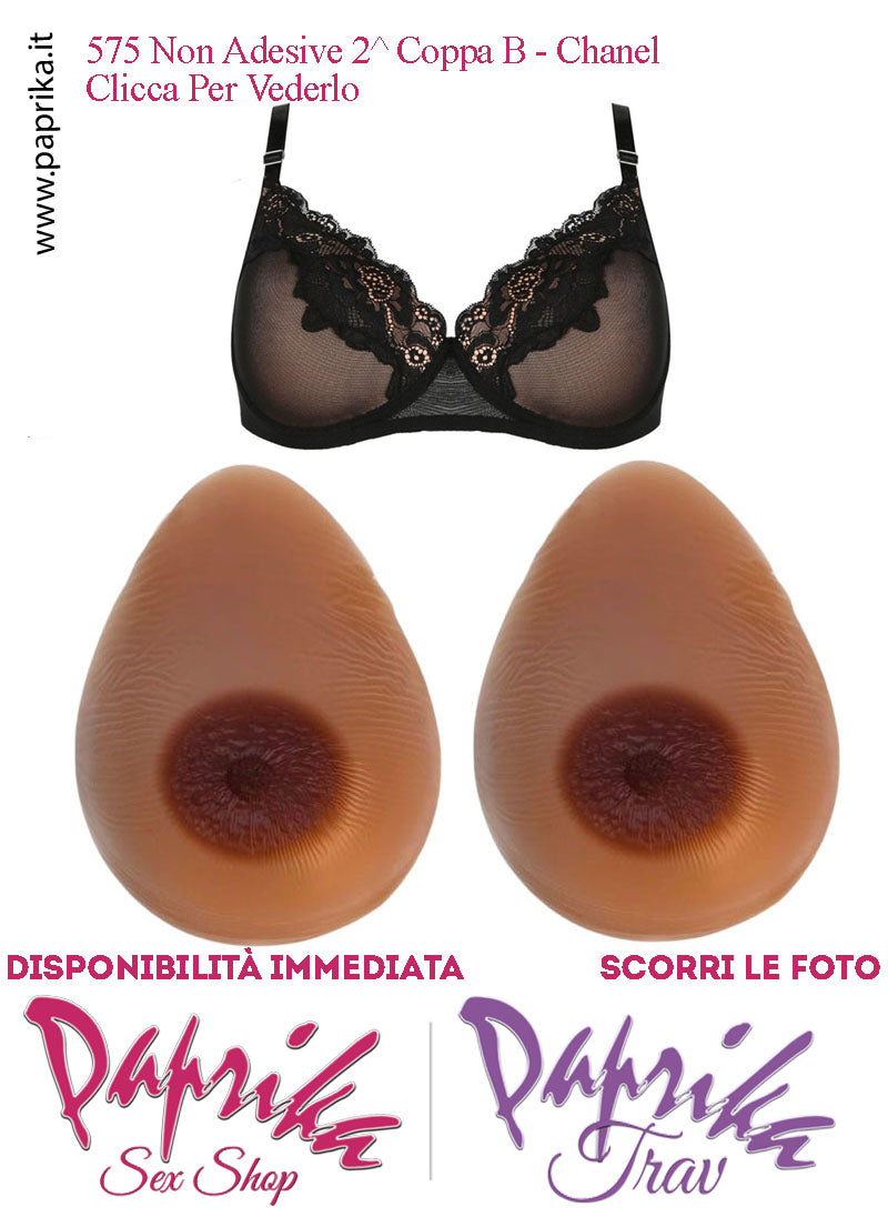 Set Seni Silicone Piccoli Non Adesivi Goccia Capezzolo Scuro 2^ Coppa B Reggiseno Pizzo