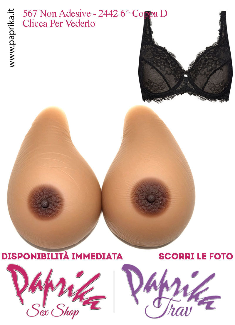 Set Seni Silicone Non Adesivi Asimmetrici Capezzolo Scuro 6^ Coppa D Reggiseno Pizzo