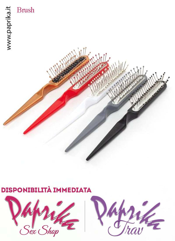 Spazzola Parrucche Denti Metallo Palline Protettive Manico Plastica