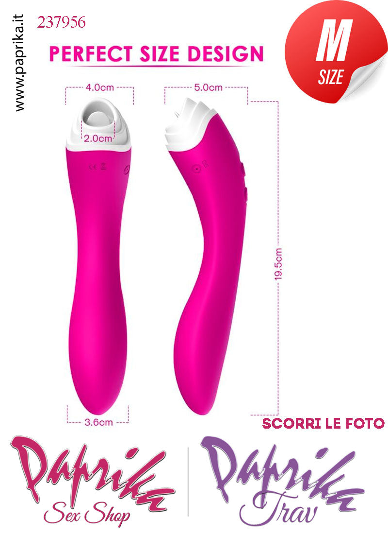 Stimolatore Lingua Vibratore Punto G Stimolatore 9+9 Velocità Silicone 19 cm Ø 36