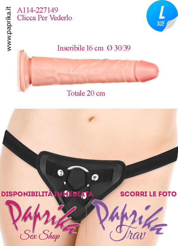 Strap-On Fallo Medium Non Vibrante 18 cm Ø 30/39 Mutanda Anelli Acciaio e Gomma
