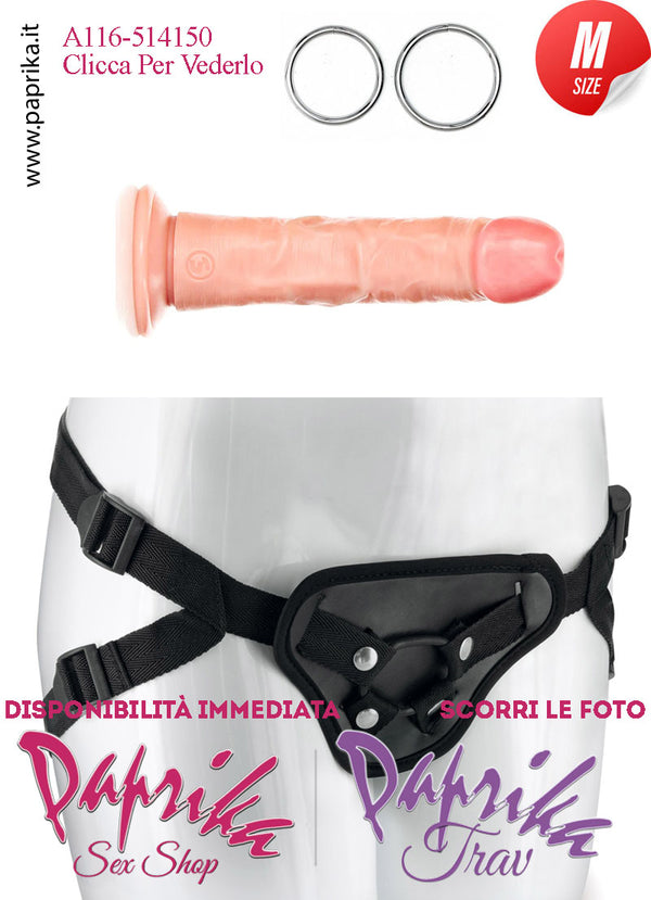 Strap-On Fallo Medium Non Vibrante 15 cm Ø 35 Mutanda 2 Anelli Acciaio + 2 Gomma