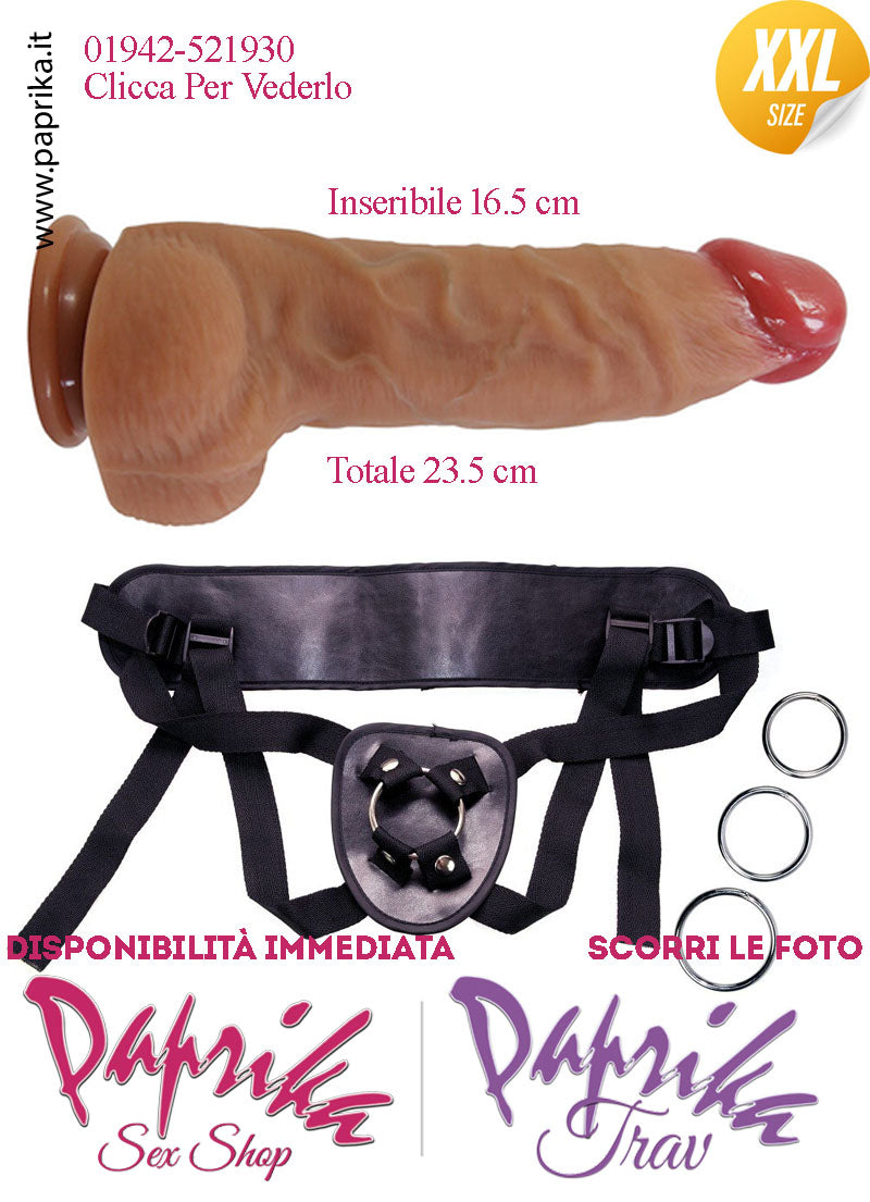 Strap-On Fallo Venature Testicoli XXL Non Vibrante 18/22 cm Ø 45/56 Ventosa
