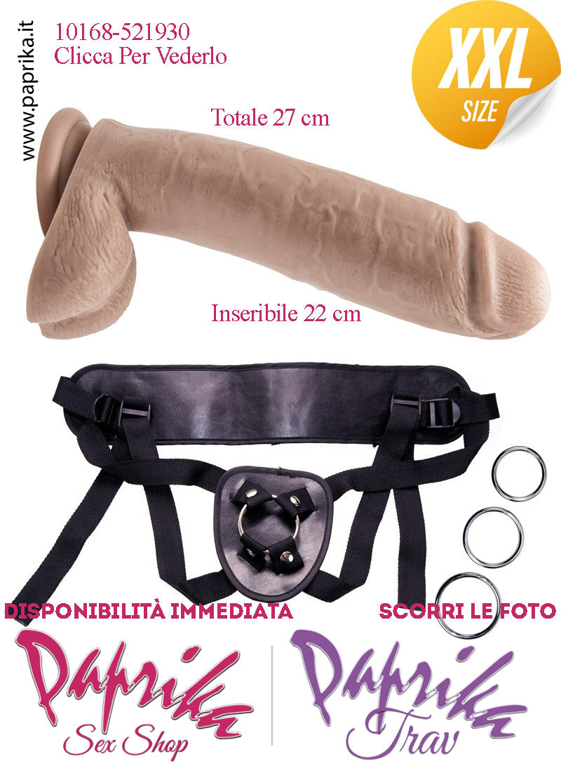 Strap-On XXL Non Vibrante 22/27 cm Ø 62 Mutanda 3 Anelli Acciaio