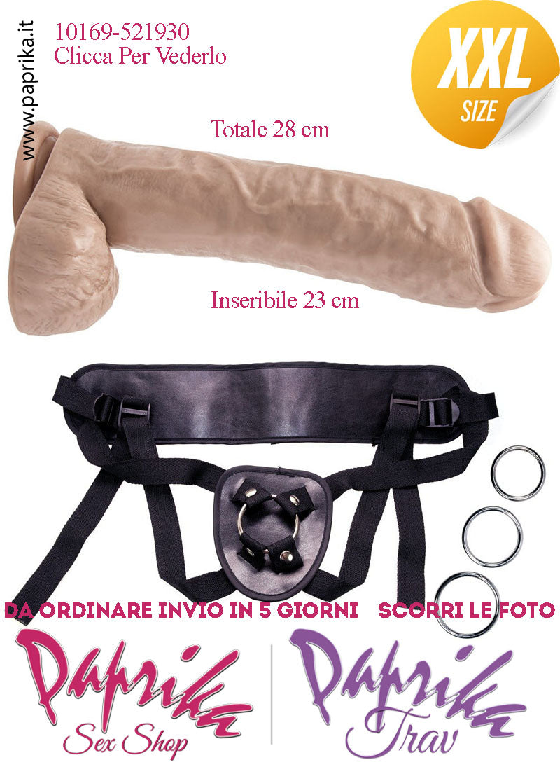 Strap-On Fallo XXL Non Vibrante 23/28 cm Ø 62 Mutanda 3 Anelli Acciaio