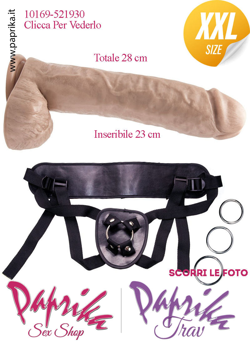 Strap-On Fallo XXL Non Vibrante 23/28 cm Ø 62 Mutanda 3 Anelli Acciaio
