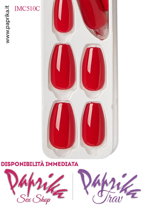 Unghie Finte Autoincollanti Biadesivo Unisex Rosso Vivo 30 Pz.