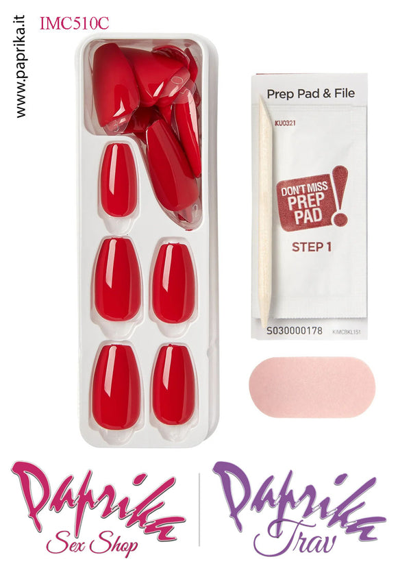 Unghie Finte Autoincollanti Biadesivo Unisex Rosso Vivo 30 Pz.