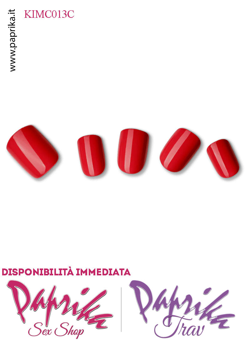 Unghie Finte Unisex Autoincollanti Biadesivo Rosso Vivo 30 Pz.