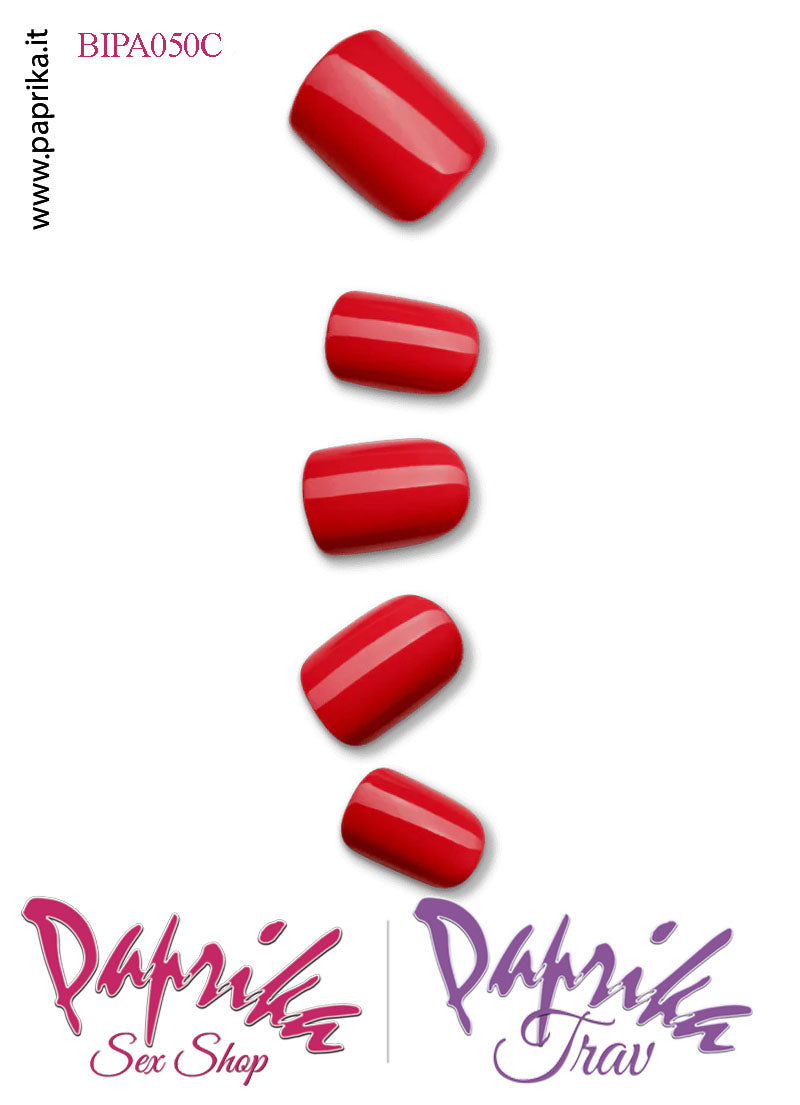 Unghie Finte Unisex Autoincollanti Biadesivo Rosso Vivo Strass 30 Pz.