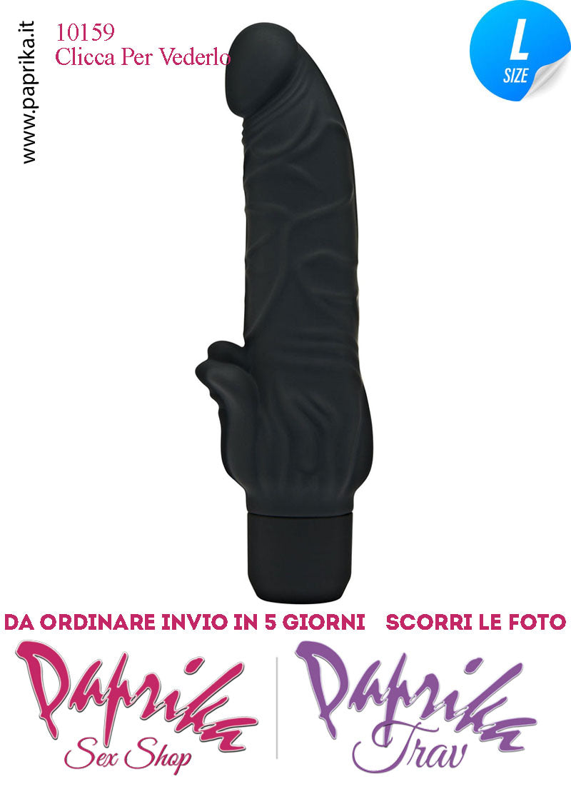 Vibratore Silicone Vellutato Nero Venature Velocità Regolabili 12/18 Ø 45 Pile