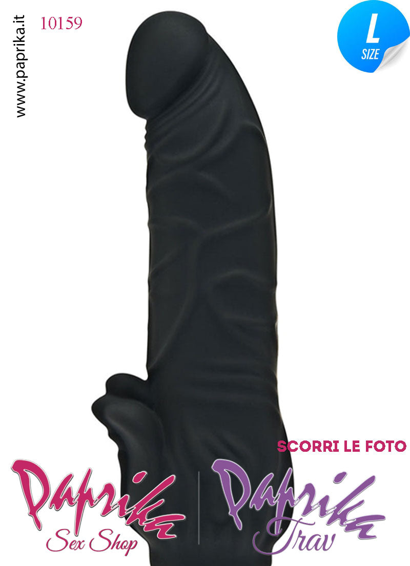 Vibratore Silicone Vellutato Nero Venature Velocità Regolabili 12/18 Ø 45 Pile