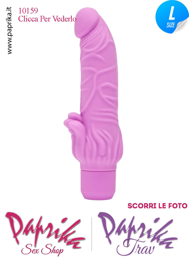 Vibratore Silicone Vellutato Rosa Venature Velocità Regolabili 12/18 Ø 45 Pile