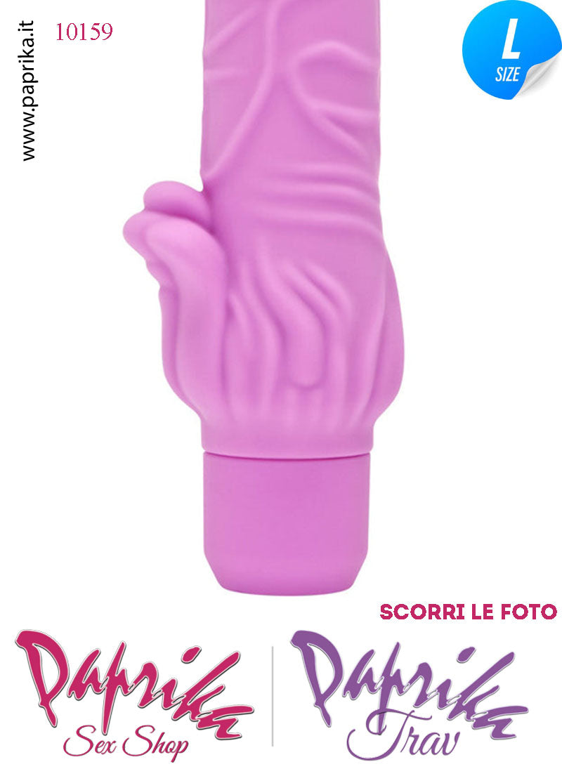 Vibratore Silicone Vellutato Rosa Venature Velocità Regolabili 12/18 Ø 45 Pile