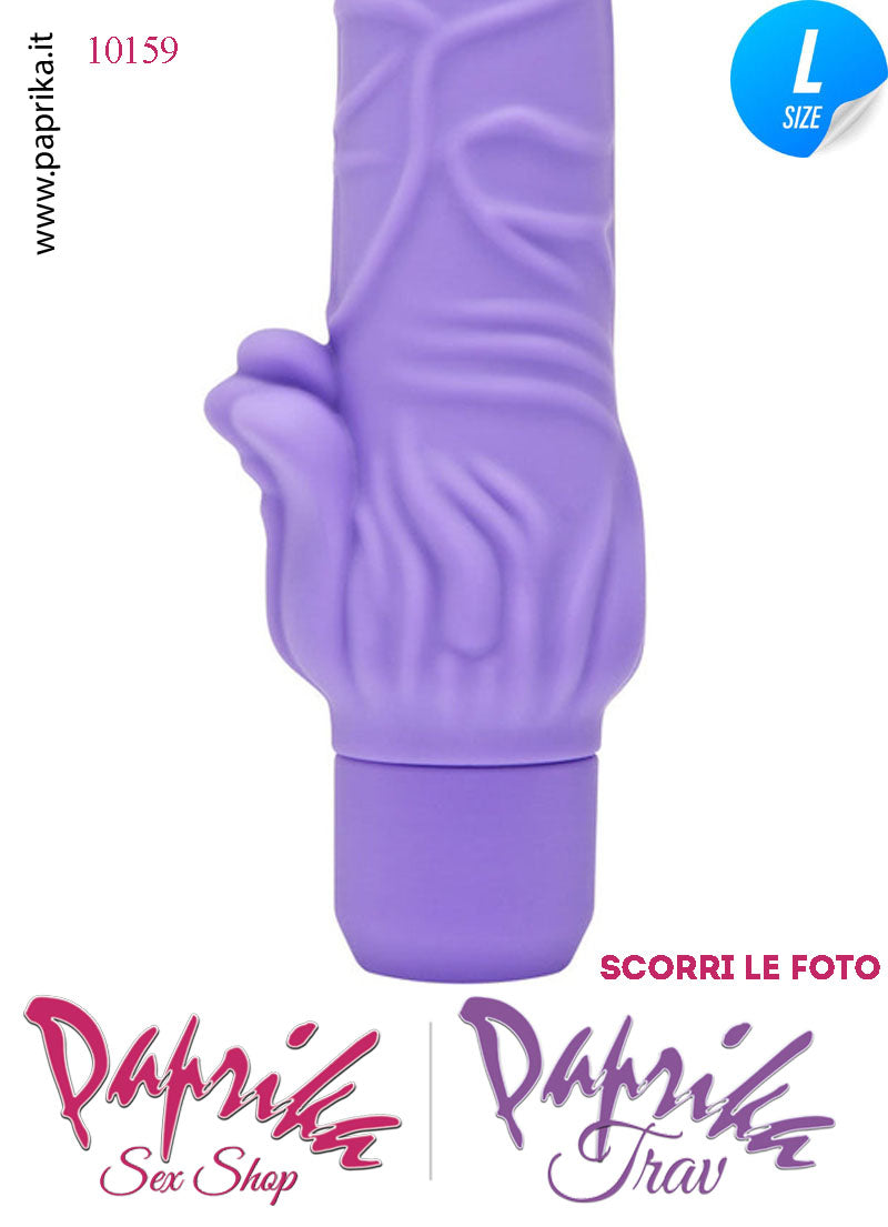 Vibratore Silicone Vellutato Viola Venature Velocità Regolabili 12/18 Ø 45 Pile