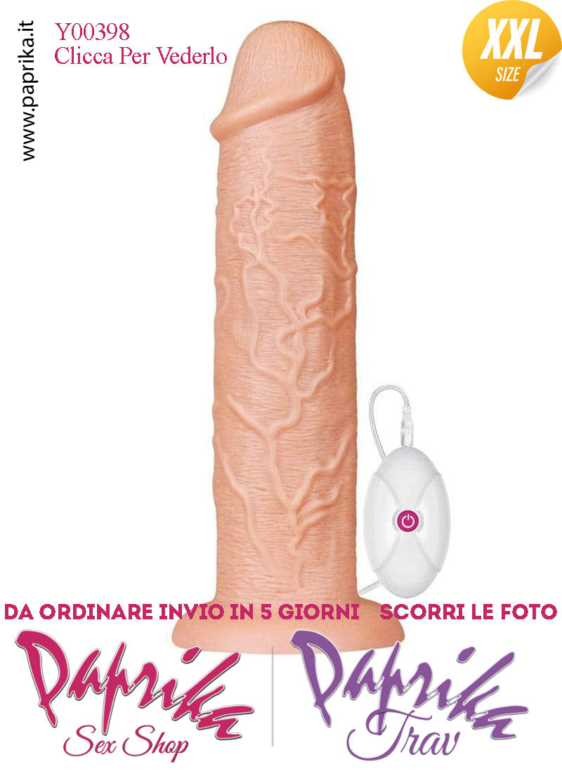Dildo XXL Unisex Pvc Flessibile Ventosa Vibrante 10 Velocità 25 cm Ø 60