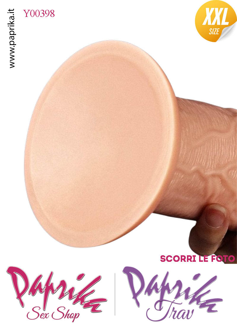 Dildo XXL Unisex Pvc Flessibile Ventosa Vibrante 10 Velocità 25 cm Ø 60