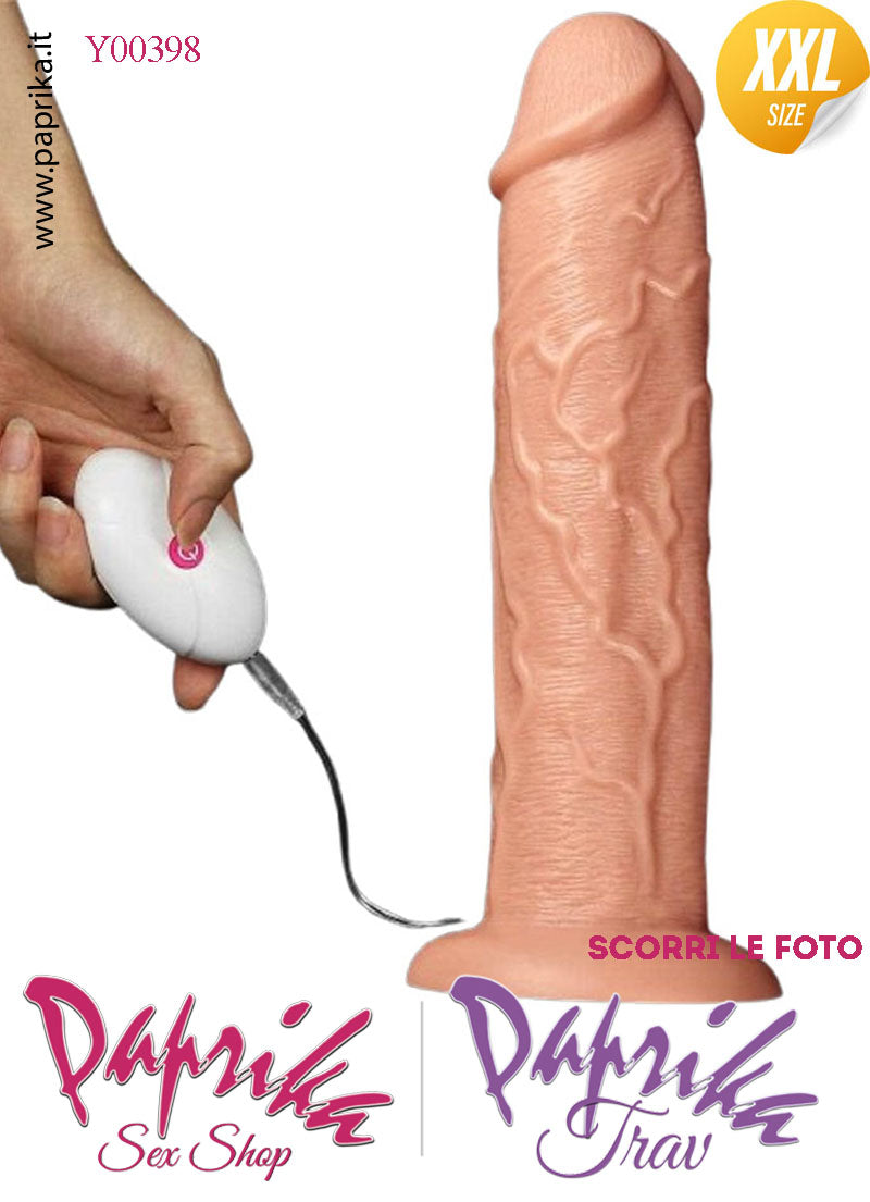 Dildo XXL Unisex Pvc Flessibile Ventosa Vibrante 10 Velocità 25 cm Ø 60