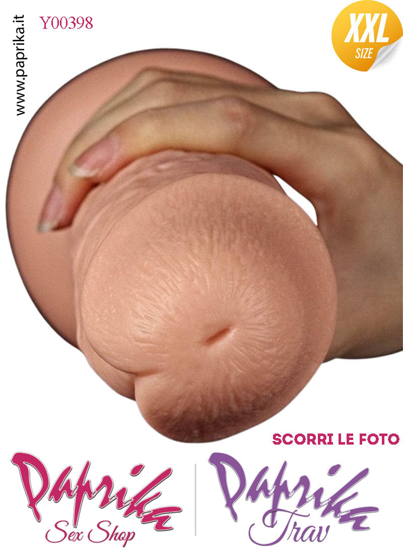 Dildo XXL Unisex Pvc Flessibile Ventosa Vibrante 10 Velocità 25 cm Ø 60