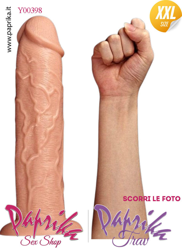 Dildo XXL Unisex Pvc Flessibile Ventosa Vibrante 10 Velocità 25 cm Ø 60