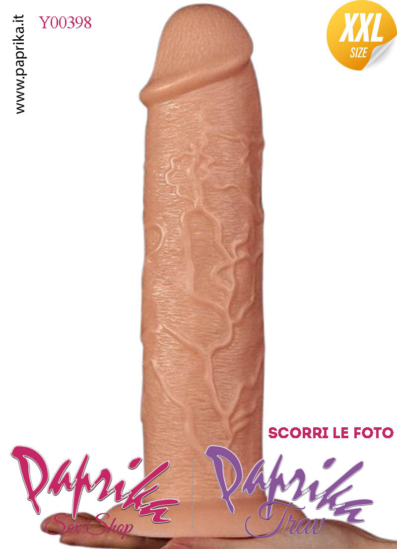 Dildo XXL Unisex Pvc Flessibile Ventosa Vibrante 10 Velocità 25 cm Ø 60