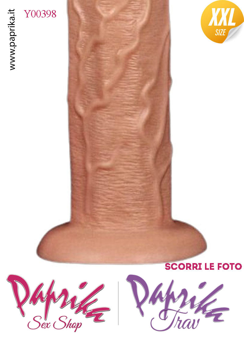 Dildo XXL Unisex Pvc Flessibile Ventosa Vibrante 10 Velocità 25 cm Ø 60