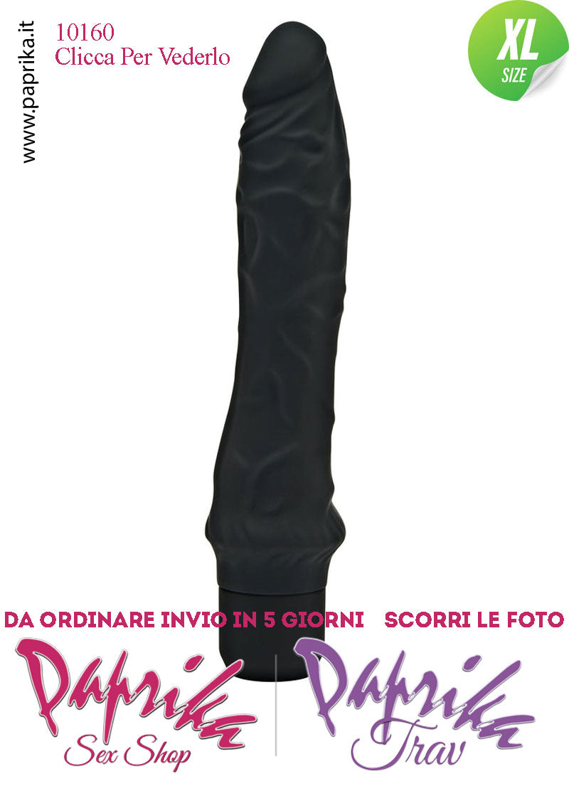 Vibratore Silicone Vellutato Nero Venature Velocità Regolabili 21 cm Ø 55 Pile