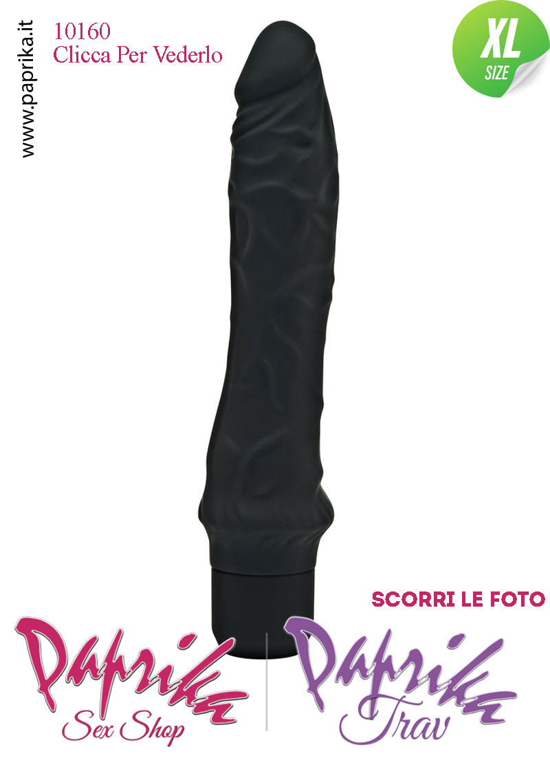 Vibratore Silicone Vellutato Nero Venature Velocità Regolabili 21 cm Ø 55 Pile