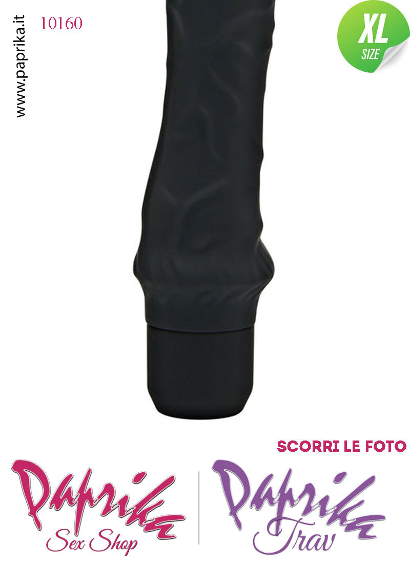 Vibratore Silicone Vellutato Nero Venature Velocità Regolabili 21 cm Ø 55 Pile