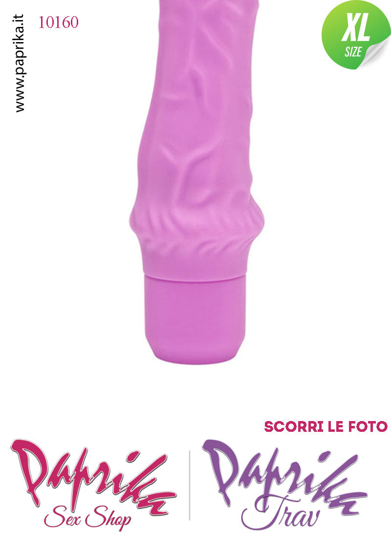 Vibratore Silicone Vellutato Rosa Venature Velocità Regolabili 21 cm Ø 55 Pile