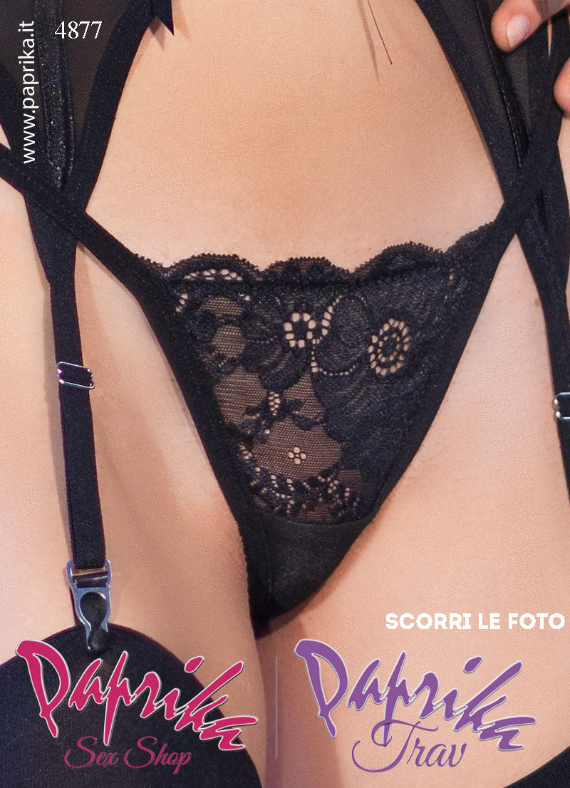 Perizoma Tanga Sexy Pizzo Nero Filo Triangolo Posteriore Elastici Sottili