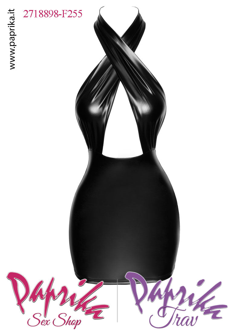 Abito Corto Fetish Wetlook Semi Lucido Incrociato Sul Seno