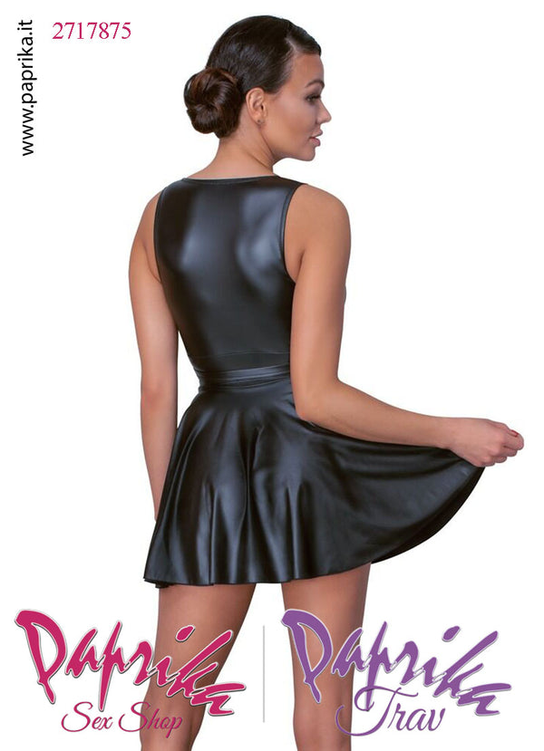 Abito Corto Fetish Wetlook Semi Lucido Svasato Ampia Scollatura
